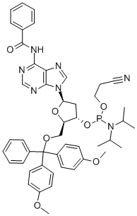 5’-O-(4,4’-二甲氧基三苯基)-N6-苯甲?；?2’-脫氧腺苷-3’-(2-氰乙基-N,N-二異丙基)亞磷酰胺結(jié)構(gòu)式_98796-53-3結(jié)構(gòu)式