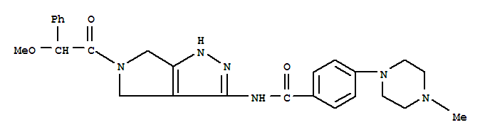 4-(4-甲基-1-哌嗪)-n-[1,4,5,6-四氫-5-(2-甲氧基-2-苯基乙?；?吡咯并[3,4-c]吡唑-3-基]苯甲酰胺結(jié)構(gòu)式_1044136-93-7結(jié)構(gòu)式