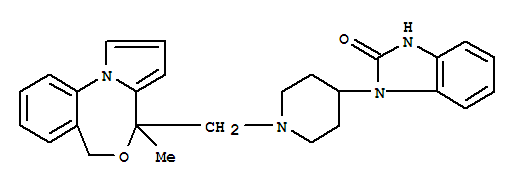 1,3-二氫-1-[1-[(4-甲基-4H,6H-吡咯并[1,2-a][4,1]苯并氮雜-4-基)甲基]-4-哌啶]-2H-苯并咪唑-2-酮結(jié)構(gòu)式_109826-26-8結(jié)構(gòu)式