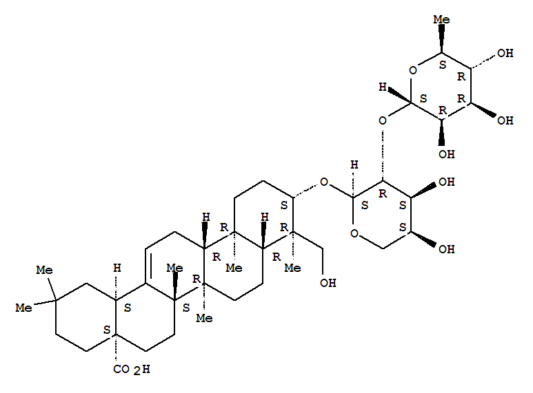 3-[[2-O-(α-l-rhamnopyranosyl)-α-l-arabinopyranosyl]oxy]-23-hydroxyolean-12-en-28-oic acid Structure,123350-57-2Structure