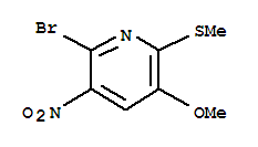 Pyridine, 2-bromo-5-methoxy-6-(methylthio)-3-nitro- Structure,127356-33-6Structure