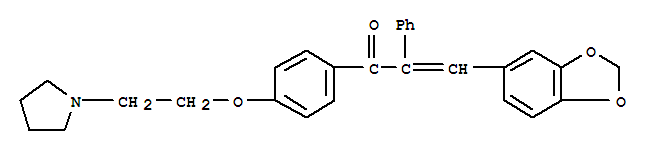 3-(1,3-苯并二氧雜環(huán)戊烯-5-基)-2-苯基-1-[4-[2-(1-吡咯烷)乙氧基]苯基]-2-丙烯-1-酮結(jié)構(gòu)式_15272-65-8結(jié)構(gòu)式