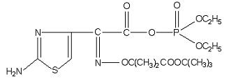 O,O-二乙基磷-(Z)-2-(2-氨基噻唑-4-基)-2-(1-tert-丁氧基羰基-1-甲基)乙氧基亞氨基乙酸酯結(jié)構(gòu)式_179258-52-7結(jié)構(gòu)式