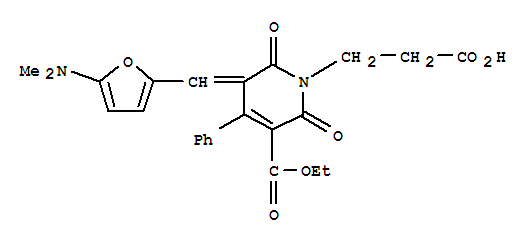 (9ci)-3-[[5-(二甲基氨基)-2-呋喃]亞甲基]-5-(乙氧基羰基)-3,6-二氫-2,6-二氧代-4-苯基-1(2H)-吡啶丙酸結構式_207675-73-8結構式