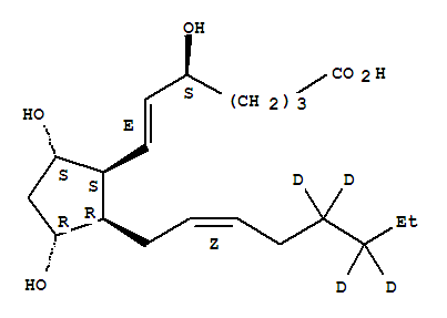 (5S,6E,8beta,9alpha,11alpha,14Z)-5,9,11-三羥基(17,17,18,18-<sup>2</sup>H<sub>4</sub>)前列腺-6,14-二烯-1-酸結(jié)構(gòu)式_214977-79-4結(jié)構(gòu)式