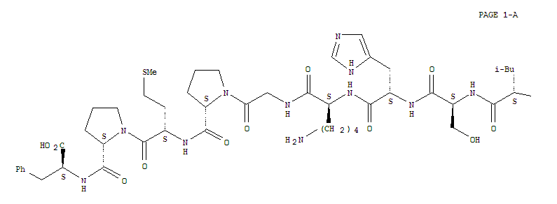 L-谷氨酰胺酰-L-精氨酰-L-脯氨酰-L-精氨酰-L-亮氨酰-L-絲氨酰-L-組氨酰-L-賴氨酰甘氨酰-L-脯氨酰-L-蛋氨酰脯氨酰-L-苯丙氨酸結(jié)構(gòu)式_217082-58-1結(jié)構(gòu)式