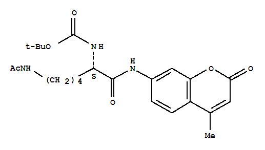 2-甲基-2-丙基{(2S)-6-乙酰氨基-1-[(4-甲基-2-氧代-2H-苯并吡喃-7-基)氨基]-1-氧代-2-己烷基}氨基甲酸酯結(jié)構(gòu)式_233691-67-3結(jié)構(gòu)式