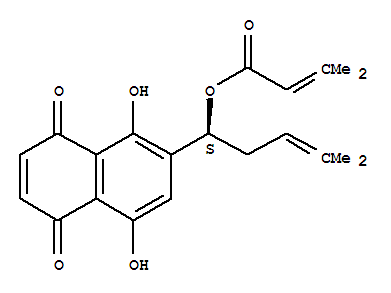 (s)-(9ci)-2-丁酸-3-甲基-1-(5,8-二氫-1,4-二羥基-5,8-二氧代-2-萘)-4-甲基-3-戊烯酯結(jié)構(gòu)式_23444-70-4結(jié)構(gòu)式