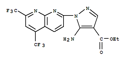 (9ci)-5-氨基-1-[5,7-雙(三氟甲基)-1,8-萘啶-2-基]-1H-吡唑-4-羧酸乙酯結(jié)構(gòu)式_246022-31-1結(jié)構(gòu)式