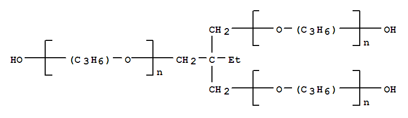 alpha-氫-omega-羥基-聚[氧基(甲基-1,2-乙二基)]醚與 2-乙基-2-(羥基甲基)-1,3-丙烷二醇(3:1)結(jié)構(gòu)式_25723-16-4結(jié)構(gòu)式