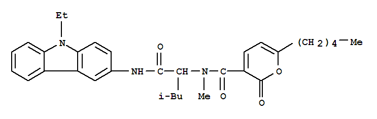 (9ci)-n-[1-[[(9-乙基-9h-咔唑-3-基)氨基]羰基]-3-甲基丁基]-n-甲基-2-氧代-6-戊基-2H-吡喃-3-羧酰胺結(jié)構(gòu)式_258278-06-7結(jié)構(gòu)式