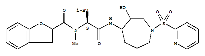 (9ci)-n-[(1s)-1-[[[六氫-3-羥基-1-(2-吡啶磺?；?-1H-氮雜革-4-基]氨基]羰基]-3-甲基丁基]-n-甲基-2-苯并呋喃羧酰胺結(jié)構(gòu)式_281220-07-3結(jié)構(gòu)式