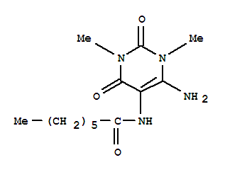 n-(6-氨基-1,2,3,4-四氫-1,3-二甲基-2,4-二氧代-5-嘧啶)-庚酰胺結(jié)構式_288391-08-2結(jié)構式