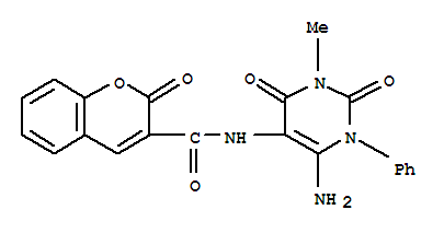 n-(6-氨基-1,2,3,4-四氫-3-甲基-2,4-二氧代-1-苯基-5-嘧啶)-2-氧代-2H-1-苯并吡喃-3-羧酰胺結構式_301206-09-7結構式