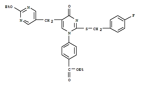 Benzoic acid, 4-[5-[(2-ethoxy-5-pyrimidinyl)methyl]-2-[[(4-fluorophenyl)methyl]thio]-4-oxo-1(4H)-pyrimidinyl]-, ethyl ester Structure,306974-70-9Structure