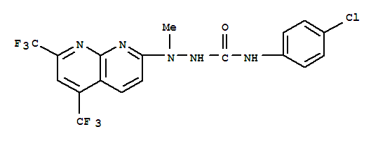 (9Ci)-2-[5,7-雙(三氟甲基)-1,8-萘啶-2-基]-N-(4-氯苯基)-2-甲基-肼羧酰胺結(jié)構(gòu)式_320417-46-7結(jié)構(gòu)式