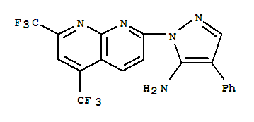 (9Ci)-1-[5,7-雙(三氟甲基)-1,8-萘啶-2-基]-4-苯基-1H-吡唑-5-胺結(jié)構(gòu)式_321522-20-7結(jié)構(gòu)式