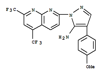 (9Ci)-1-[5,7-雙(三氟甲基)-1,8-萘啶-2-基]-4-(4-甲氧基苯基)-1H-吡唑-5-胺結(jié)構(gòu)式_321522-21-8結(jié)構(gòu)式