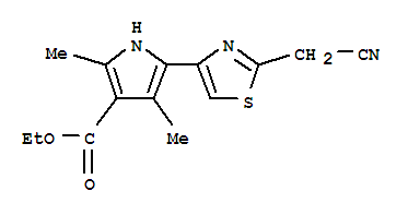 (9Ci)-5-[2-(氰基甲基)-4-噻唑]-2,4-二甲基-1H-吡咯-3-羧酸乙酯結(jié)構(gòu)式_327974-73-2結(jié)構(gòu)式