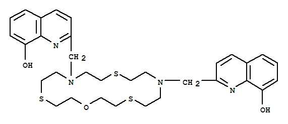 2,2-[1-噁-4,10,16-三硫雜-7,13-二氮雜環(huán)十八烷-7,13-二基雙(亞甲基)]雙-8-羥基喹啉結(jié)構(gòu)式_343372-33-8結(jié)構(gòu)式