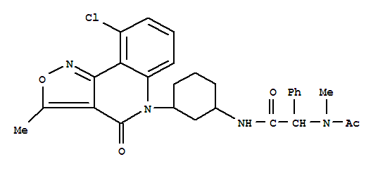 (9CI)-Alpha-(乙?；谆被?-N-[3-(9-氯-3-甲基-4-氧代異噁唑并[4,3-C]喹啉-5(4H)-基)環(huán)己基]-乙酰胺結(jié)構(gòu)式_347179-80-0結(jié)構(gòu)式