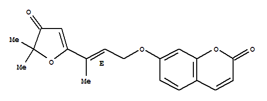 7-[[(2E)-3-(4,5-二氫-5,5-二甲基-4-氧代-2-呋喃)-2-丁烯-1-基]氧基]-2H-1-苯并吡喃-2-酮結(jié)構(gòu)式_36413-91-9結(jié)構(gòu)式