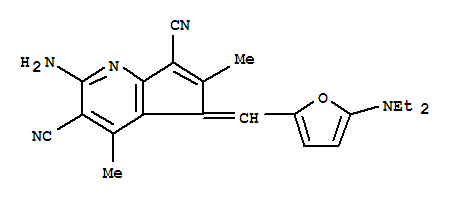 2-氨基-5-[[5-(二乙基氨基)-2-呋喃]亞甲基]-4,6-二甲基-5H-環(huán)戊并[b]吡啶-3,7-二甲腈結(jié)構(gòu)式_366469-49-0結(jié)構(gòu)式