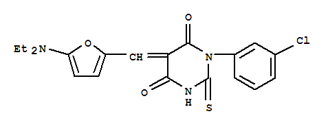 1-(3-氯苯基)-5-[[5-(二乙基氨基)-2-呋喃]亞甲基]二氫-2-硫氧代-4,6(1H,5h)-嘧啶二酮結(jié)構(gòu)式_366823-50-9結(jié)構(gòu)式