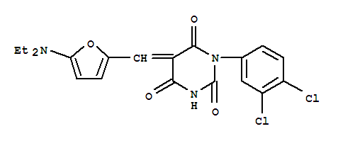 1-(3,4-二氯苯基)-5-[[5-(二乙基氨基)-2-呋喃]亞甲基]-2,4,6(1H,3h,5h)-嘧啶三酮結(jié)構(gòu)式_367467-74-1結(jié)構(gòu)式