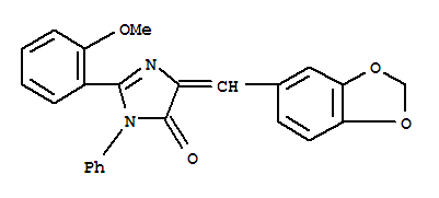 5-(1,3-苯并二氧雜環(huán)戊烯l-5-基亞甲基)-3,5-二氫-2-(2-甲氧基苯基)-3-苯基-4H-咪唑-4-酮結(jié)構(gòu)式_369633-67-0結(jié)構(gòu)式