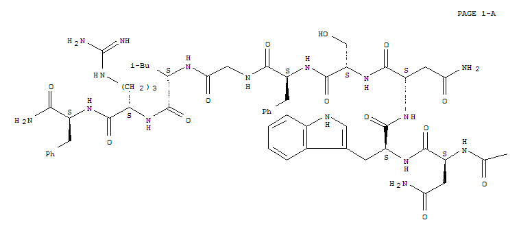 亮氨酰-脯氨酰-天冬氨酰胺酰-酪氨酰-天冬氨酰胺酰-色氨酰-天冬氨酰胺酰-絲氨酰-苯丙氨酰-甘氨酰-亮氨酰-精氨酰-苯丙氨酰胺結(jié)構(gòu)式_374675-18-0結(jié)構(gòu)式