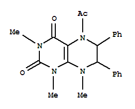 2,4(1H,3h)-pteridinedione,5-acetyl-5,6,7,8-tetrahydro-1,3,8-trimethyl-6,7-diphenyl- Structure,37921-26-9Structure