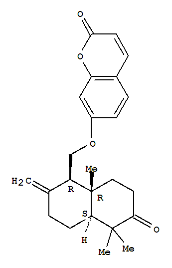 (-)-7-[[[(1R,4aβ)-十氫-5,5,8aα-三甲基-2-亞甲基-6-氧代萘]-1α-基]甲氧基]-2H-1-苯并吡喃-2-酮結(jié)構(gòu)式_52645-61-1結(jié)構(gòu)式