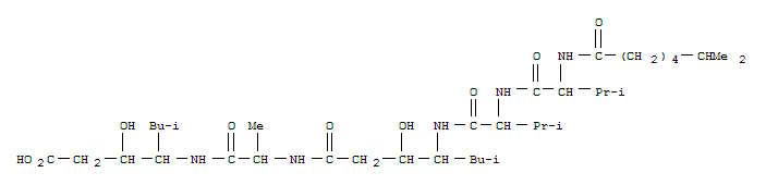 (3S,4s)-4-[[[(3s,4s)-4-[[n-(6-甲基-1-氧代庚基)-l-val-l-val-]氨基]-3-羥基-6-甲基庚酰基]-l-ala-]氨基]-3-羥基-6-甲基庚酸結(jié)構(gòu)式_53226-74-7結(jié)構(gòu)式