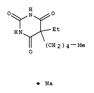 2,4,6(1H,3h,5h)-pyrimidinetrione,5-ethyl-5-pentyl-, sodium salt (1:1) Structure,5432-29-1Structure