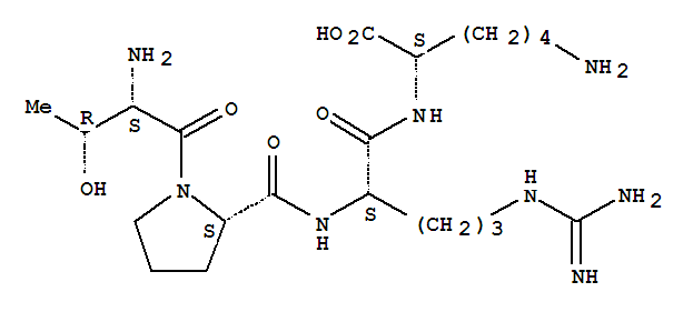 (2S)-6-氨基-2-[[(2s)-2-[[(2s)-1-[(2s,3r)-2-氨基-3-羥基-丁?；鵠吡咯烷-2-羰基]氨基]-5-(二氨基亞甲基氨基)戊?；鵠氨基]己酸結(jié)構(gòu)式_56767-30-7結(jié)構(gòu)式