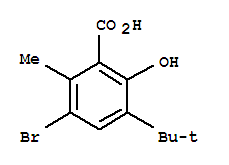 Benzoic acid, 3-bromo-5-(1,1-dimethylethyl)-6-hydroxy-2-methyl- Structure,59889-29-1Structure