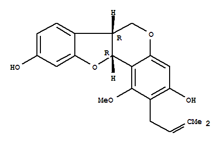 (6Ar)-6aα,11aα-二氫-1-甲氧基-2-(3-甲基-2-丁烯)-6H-苯并呋喃并[3,2-c][1]苯并吡喃-3,9-二醇結(jié)構(gòu)式_63343-94-2結(jié)構(gòu)式