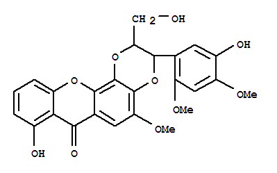 (2S)-2,3-二氫-8-羥基-3α-(5-羥基-2,4-二甲氧基苯基)-2β-(羥基甲基)-5-甲氧基-7h-1,4-二噁英并[2,3-c]氧雜蒽-7-酮結(jié)構(gòu)式_64280-47-3結(jié)構(gòu)式