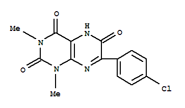 2,4,6(3H)-pteridinetrione, 7-(4-chlorophenyl)-1,5-dihydro-1,3-dimethyl- Structure,65158-50-1Structure