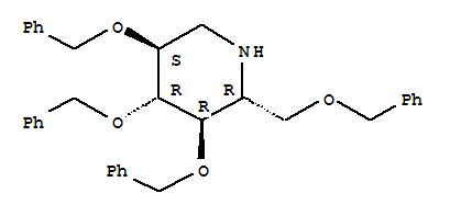 Piperidine, 3,4,5-tris(phenylmethoxy)-2-[(phenylmethoxy)methyl]-, (2r,3r,4r,5s)- Structure,69567-11-9Structure