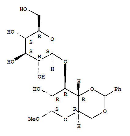 Methyl 4,6-di-o-benzylidene-3-o-(β-d-glucopyranoside)-α-d-glucopyranoside Structure,72656-05-4Structure