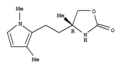 (4r)-(9ci)-4-[2-(1,3-二甲基-1H-吡咯-2-基)乙基]-4-甲基-2-噁唑烷酮結構式_827344-89-8結構式