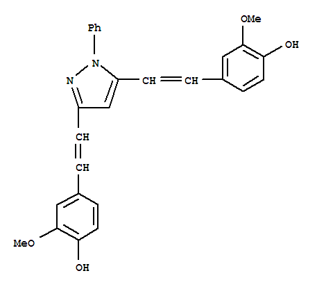 Phenol, 4-[2-[3-[2-(4-hydroxy-3-methoxyphenyl)ethenyl]-1-phenyl-1H-pyrazol-5-yl] ethenyl]-2-methoxy- Structure,828911-76-8Structure