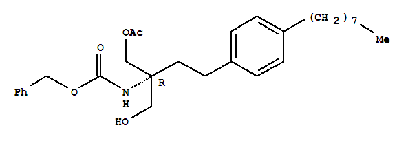 [(1R)-1-[(乙?；趸?甲基]-1-(羥基甲基)-3-(4-辛基苯基)丙基] -氨基甲酸苯基甲酯結(jié)構(gòu)式_836608-90-3結(jié)構(gòu)式