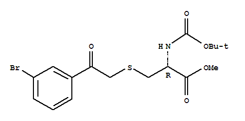 (S)-3-[2-(3-溴-苯基)-2-氧代-乙基磺?；鵠-2-叔丁氧基羰基氨基-丙酸甲酯結(jié)構(gòu)式_850411-17-5結(jié)構(gòu)式