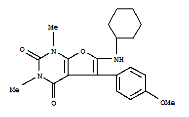 6-(環(huán)己基氨基)-5-(4-甲氧基苯基)-1,3-二甲基-呋喃并[2,3-d]嘧啶-2,4(1h,3h)-二酮結(jié)構(gòu)式_850788-73-7結(jié)構(gòu)式