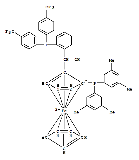 (S)-(-)-[(s)-2-二(3,5-二甲苯基)膦二茂鐵基][2-二(4-三氟甲基苯基)膦苯基]甲醇結(jié)構(gòu)式_851308-48-0結(jié)構(gòu)式