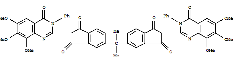 5,5-(1-甲基亞乙基)雙[2-(3,4-二氫-6,7,8-三甲氧基-4-氧代-3-苯基-2-喹唑啉)-1H-茚-1,3(2H)-二酮結(jié)構(gòu)式_859220-71-6結(jié)構(gòu)式