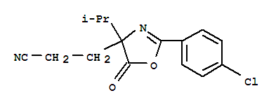  2-(4-氯苯基)-4,5-二氫-4-(1-甲基乙基)-5-氧代-4-噁唑丙腈結(jié)構(gòu)式_86435-52-1結(jié)構(gòu)式